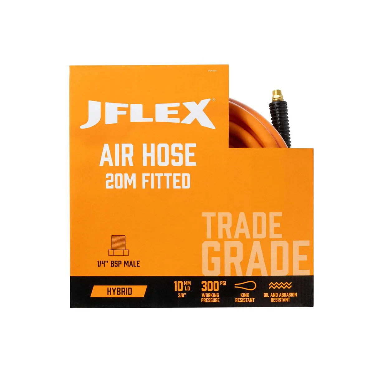 Jflex Premium Hybrid Air Hose - 3/8" x 20m - Safety Orange - Kink Resistant