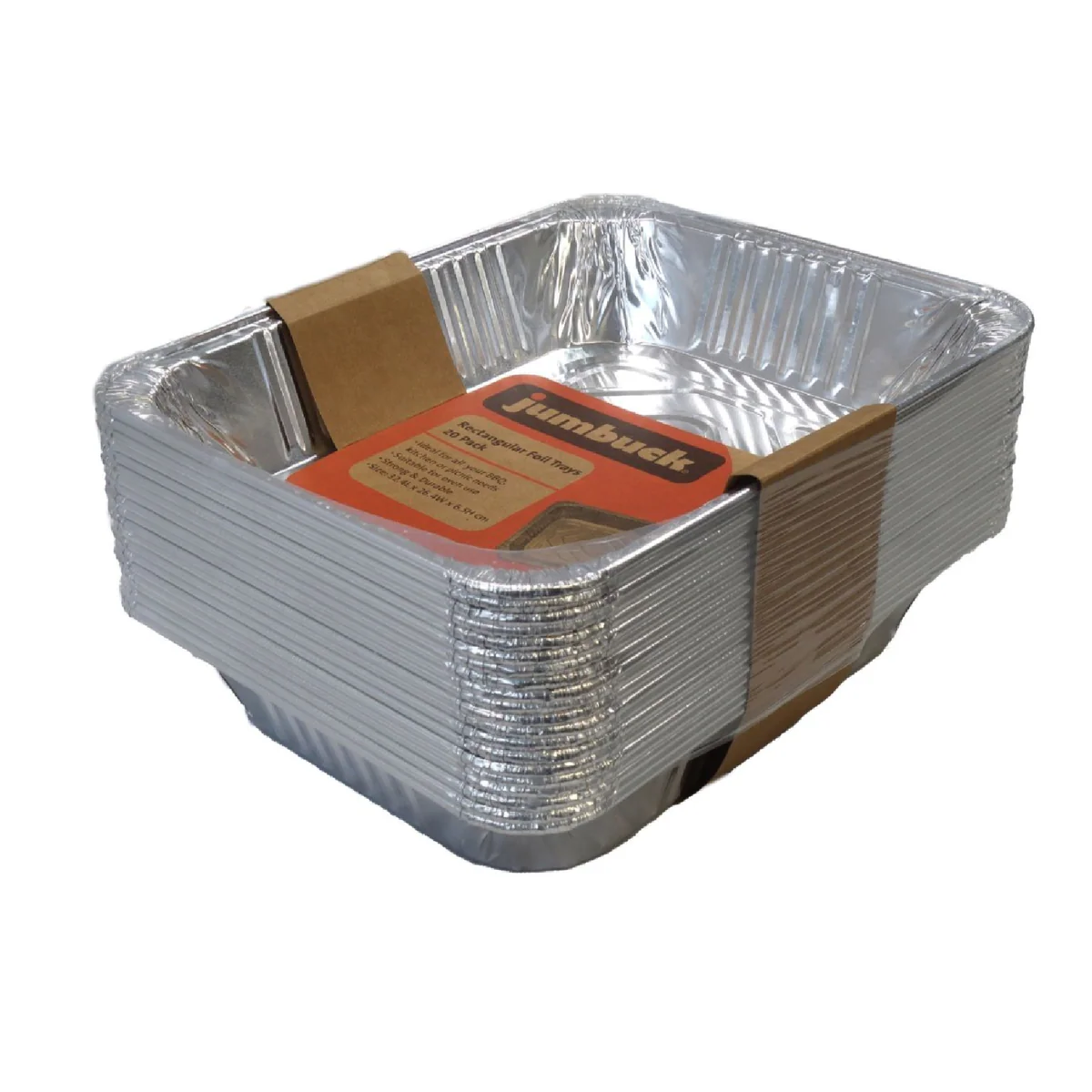 Jumbuck Rectangular Foil Trays - 20 Pack - 262mm x 140mm x 320mm - Durable, Lightweight