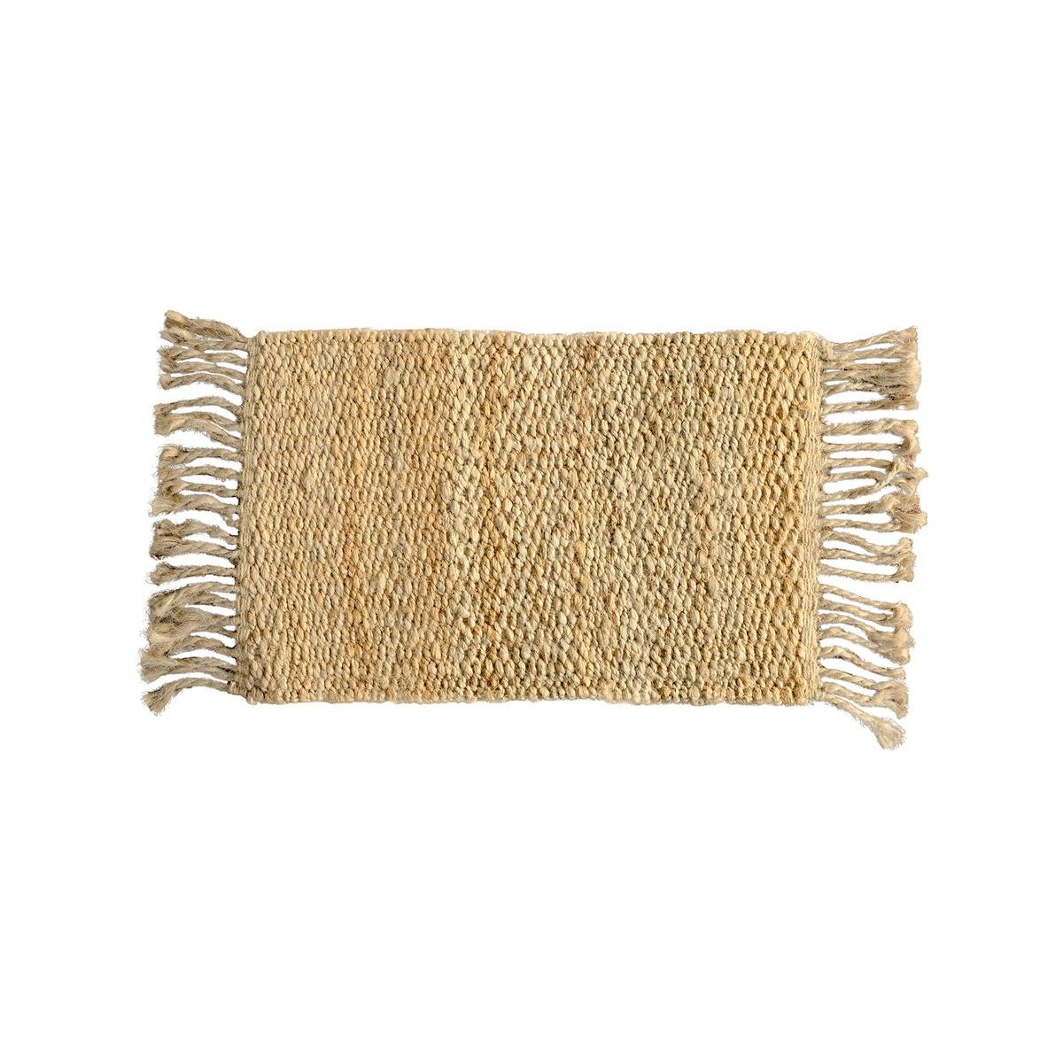 Jute Indoor Mat - 40 x 60cm - Durable Natural Fibres - Stylish Frilled Edges
