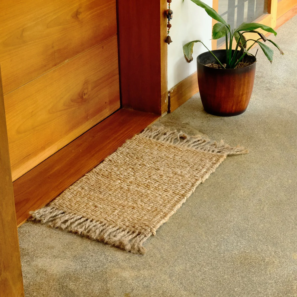 Jute Indoor Mat - 40 x 60cm - Durable Natural Fibres - Stylish Frilled Edges - Image 2