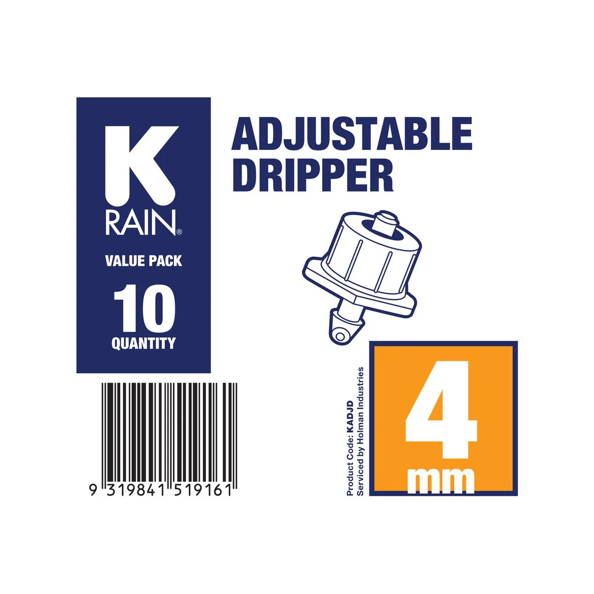 K Rain 4mm Adjustable Dripper 10 Pack - 4L/hr - Green - KADJD - Image 5