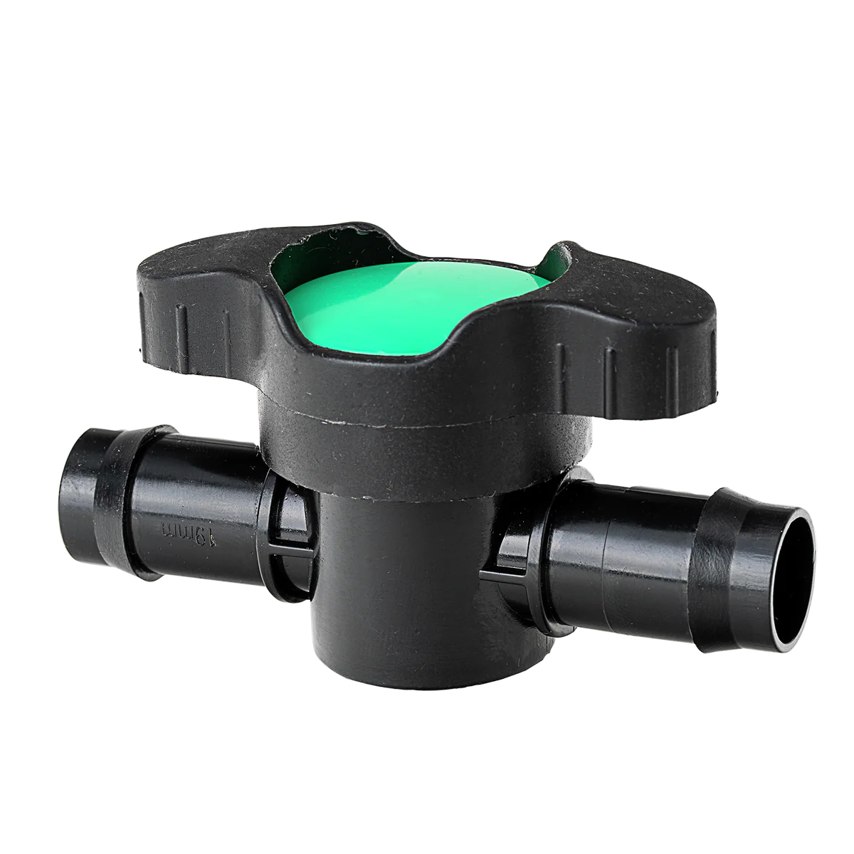 K Rain 19mm Barbed Inline Valve - Black - UV Stabilised Polypropylene
