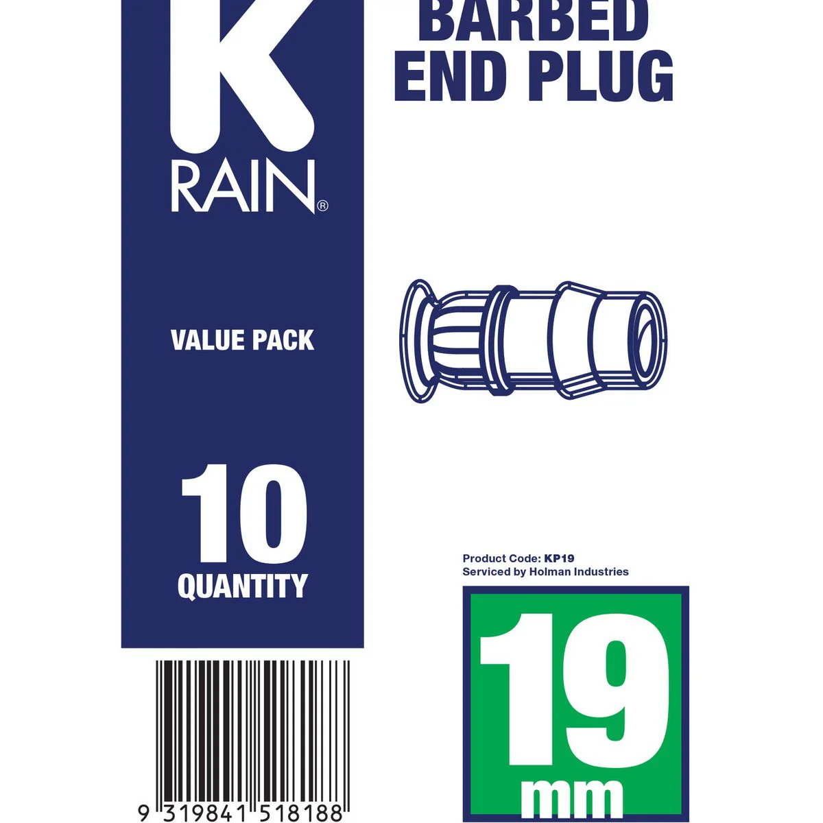 K Rain 19mm End Plug 10 Pack - Black - UV Stabilised Polypropylene - Image 2