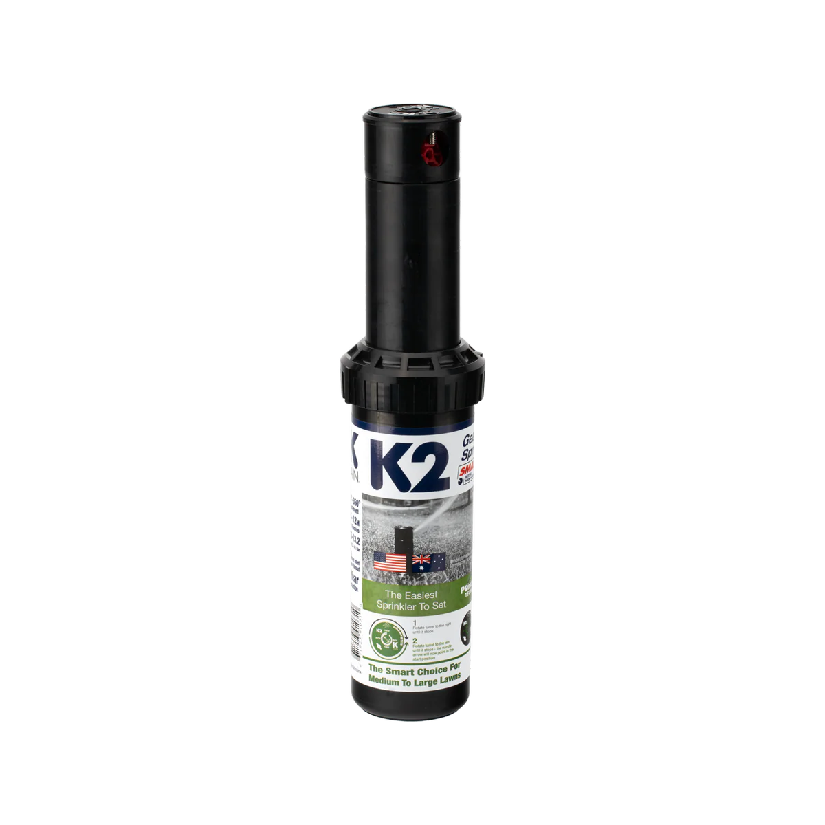 K-Rain K2 Gear Drive Sprinkler - 11m - Plastic - Easy Arc Adjustment