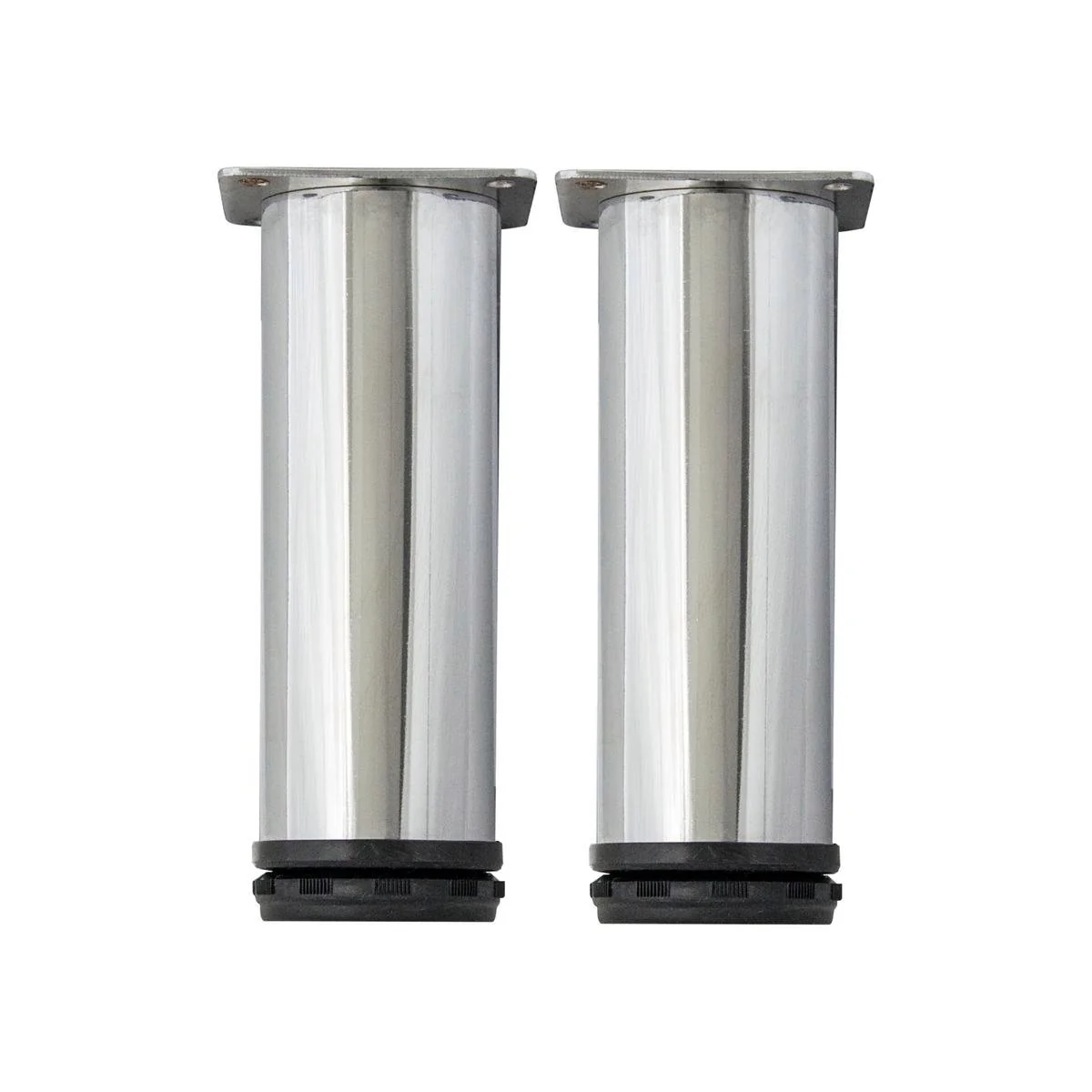 Kaboodle Chrome Cylinder Cabinet Leg 2 Pack - Height Adjustable - 50mm x 150mm