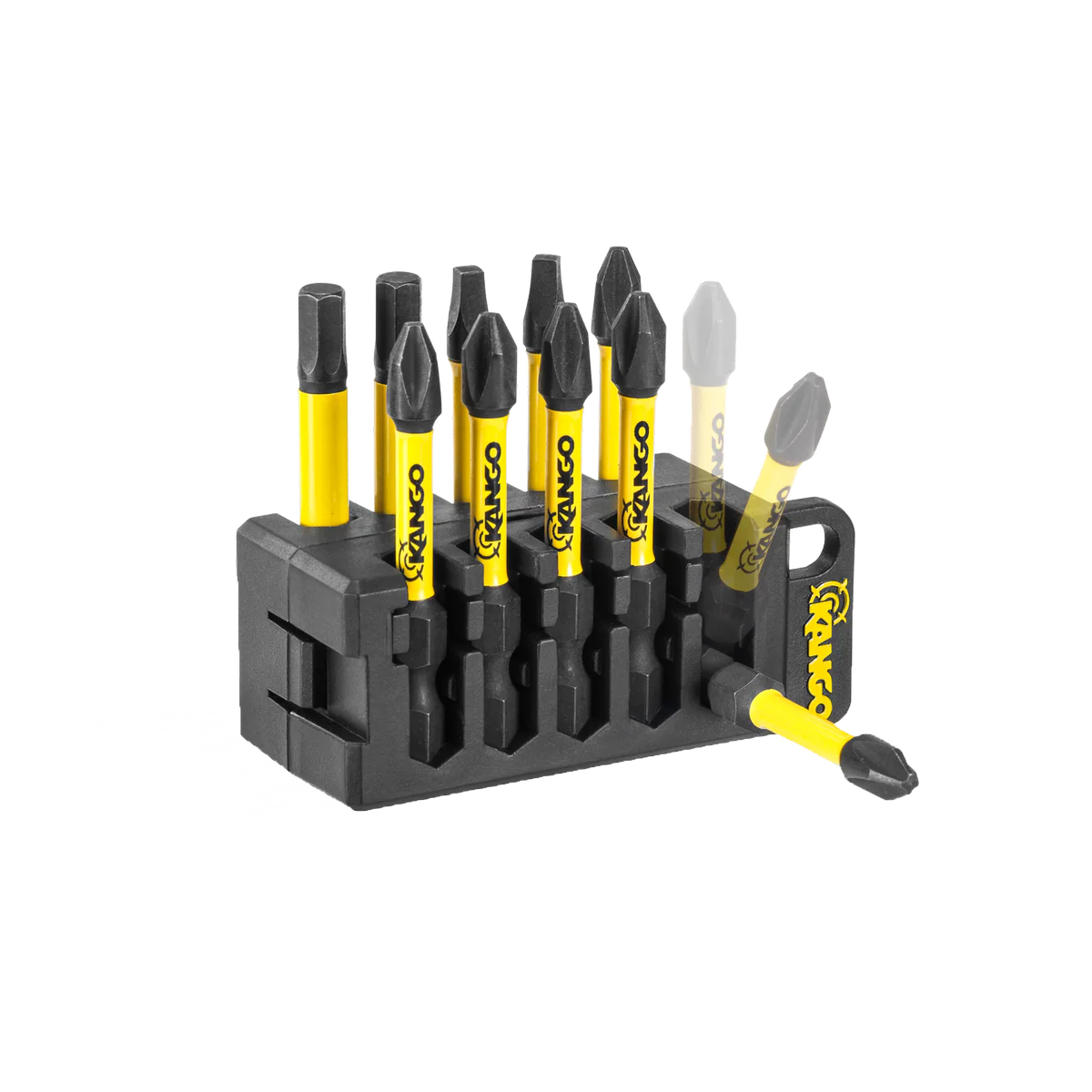 Kango 10 Piece Impact Driver Bit Set - 50mm - HyperTorque - Bit Holder - Image 3