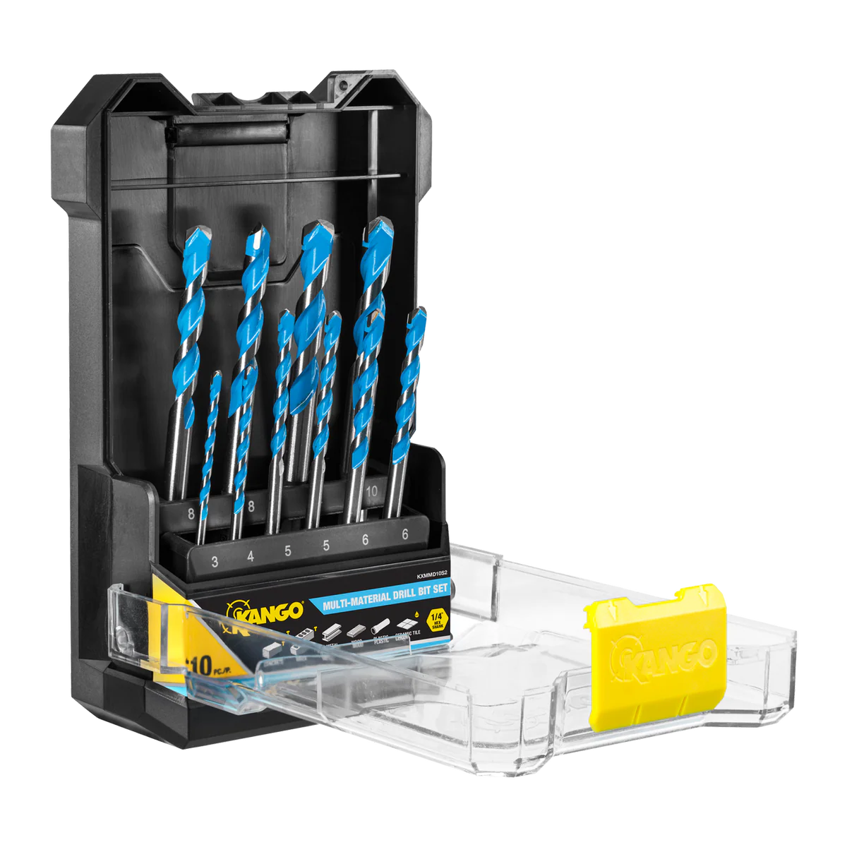 Kango 10 Piece Multi Material Drill Bit Set - 1/4" Shank - 3mm to 10mm - Durable Carbide Tips - Image 2