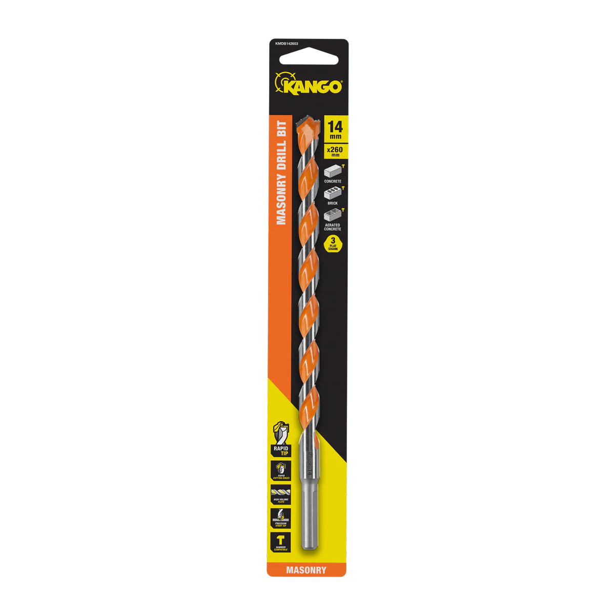 Kango 14mm x 260mm Masonry Drill Bit - Durable Carbide Rapid Tip