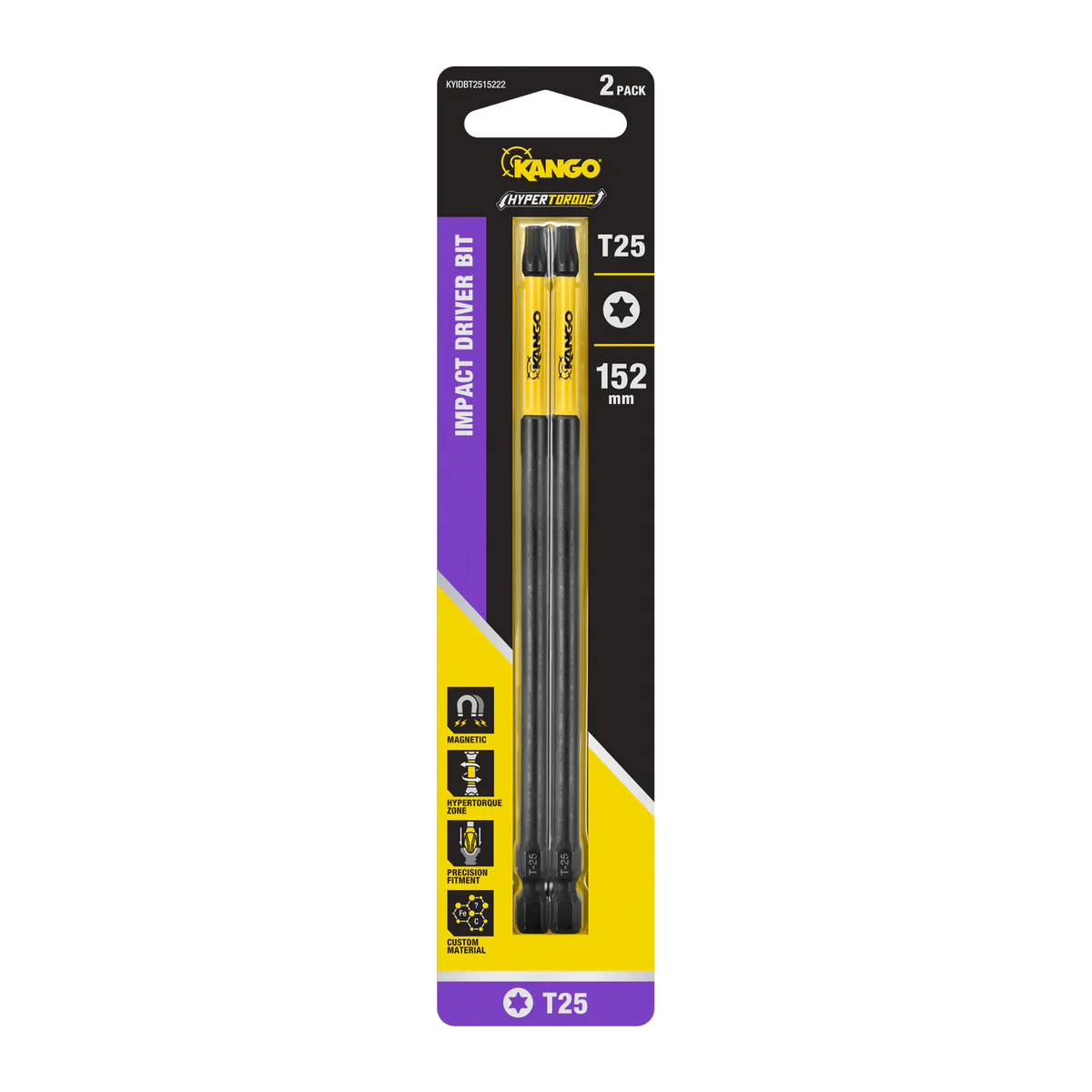 Kango 152mm TX25 HYPERTORQUE Impact Driver Bit 2 Pack - High Torque - Custom Alloy