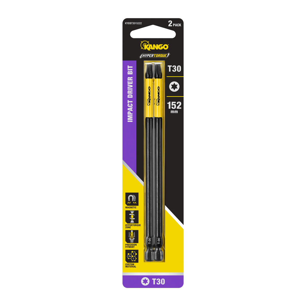 Kango 152mm TX30 HYPERTORQUE Impact Driver Bits 2 Pack - High Torque, Magnetised Tips