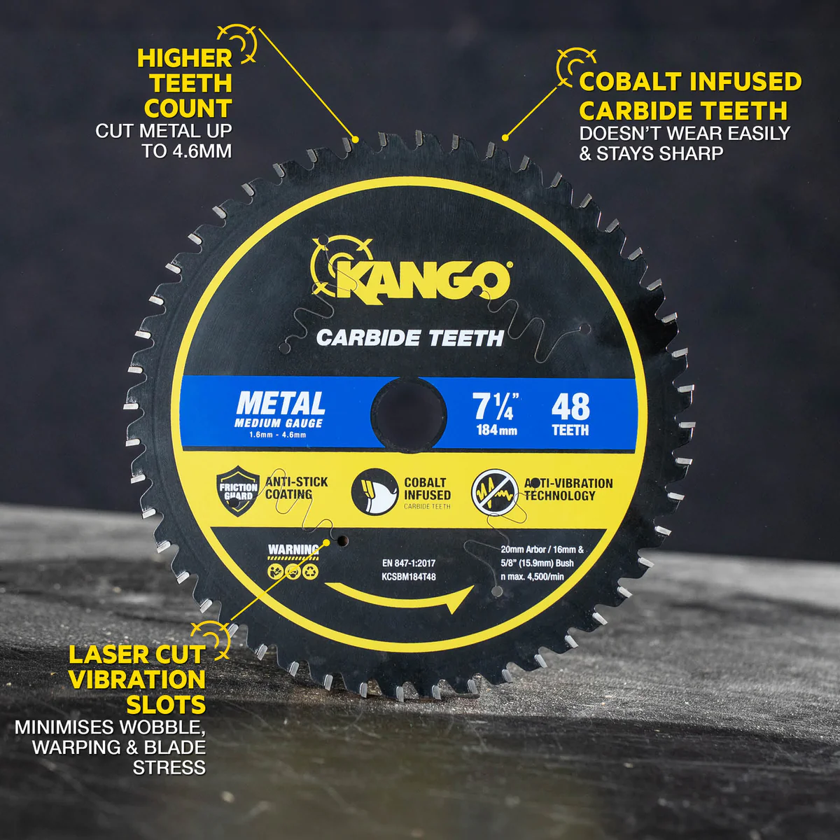 Kango 165mm 48T Metal Circular Saw Blade - Cobalt Carbide - Precision Cuts - Image 2