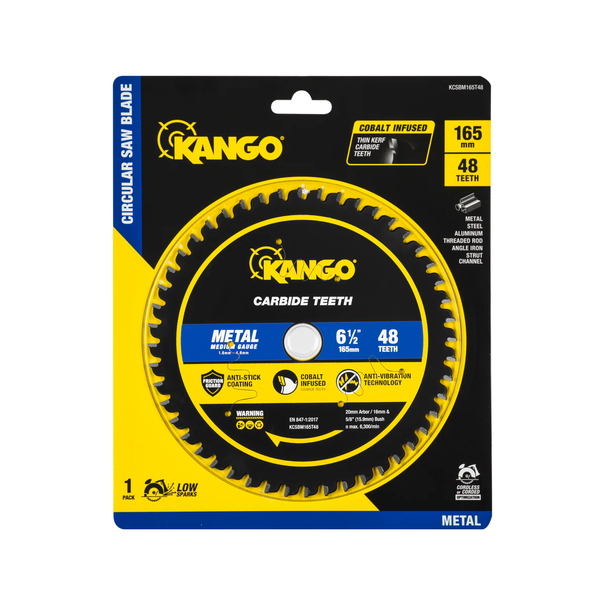 Kango 165mm 48T Metal Circular Saw Blade - Cobalt Carbide - Precision Cuts - Image 3