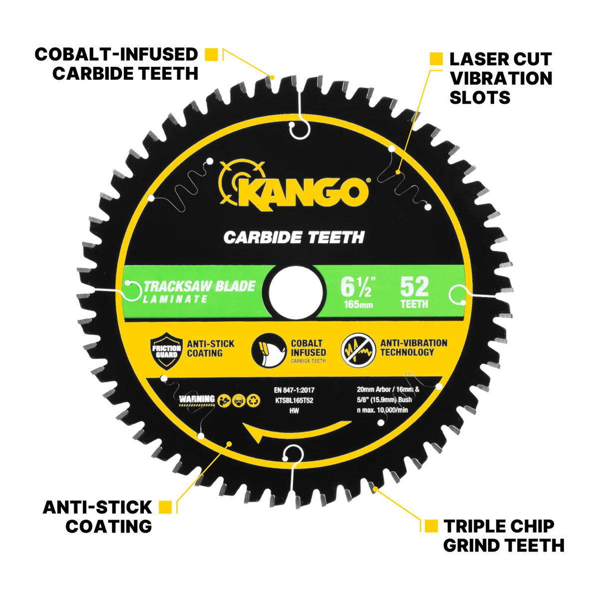 Kango 165mm 52T Laminate Track Saw Blade - Precision Cutting - Durable - Image 2
