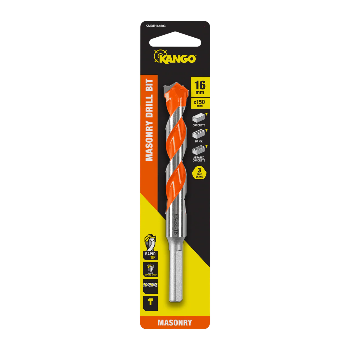Kango 16mm x 150mm Masonry Drill Bit - Durable Carbide Rapid Tip - Fast Drilling