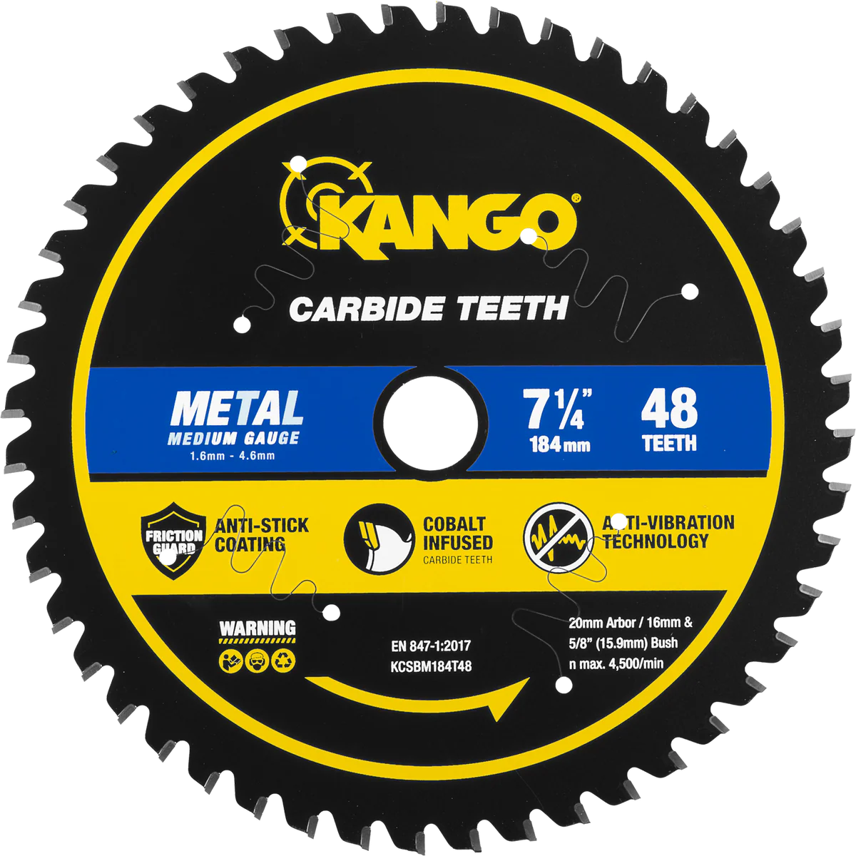Kango 184mm 48T Metal Circular Saw Blade - Durable Cobalt Carbide - Precision Cuts