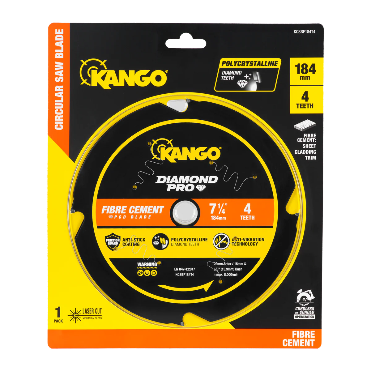 Kango 184mm 4T Diamond Pro Fibre Cement Circular Saw Blade - Precision Cutting - Durable - Image 3