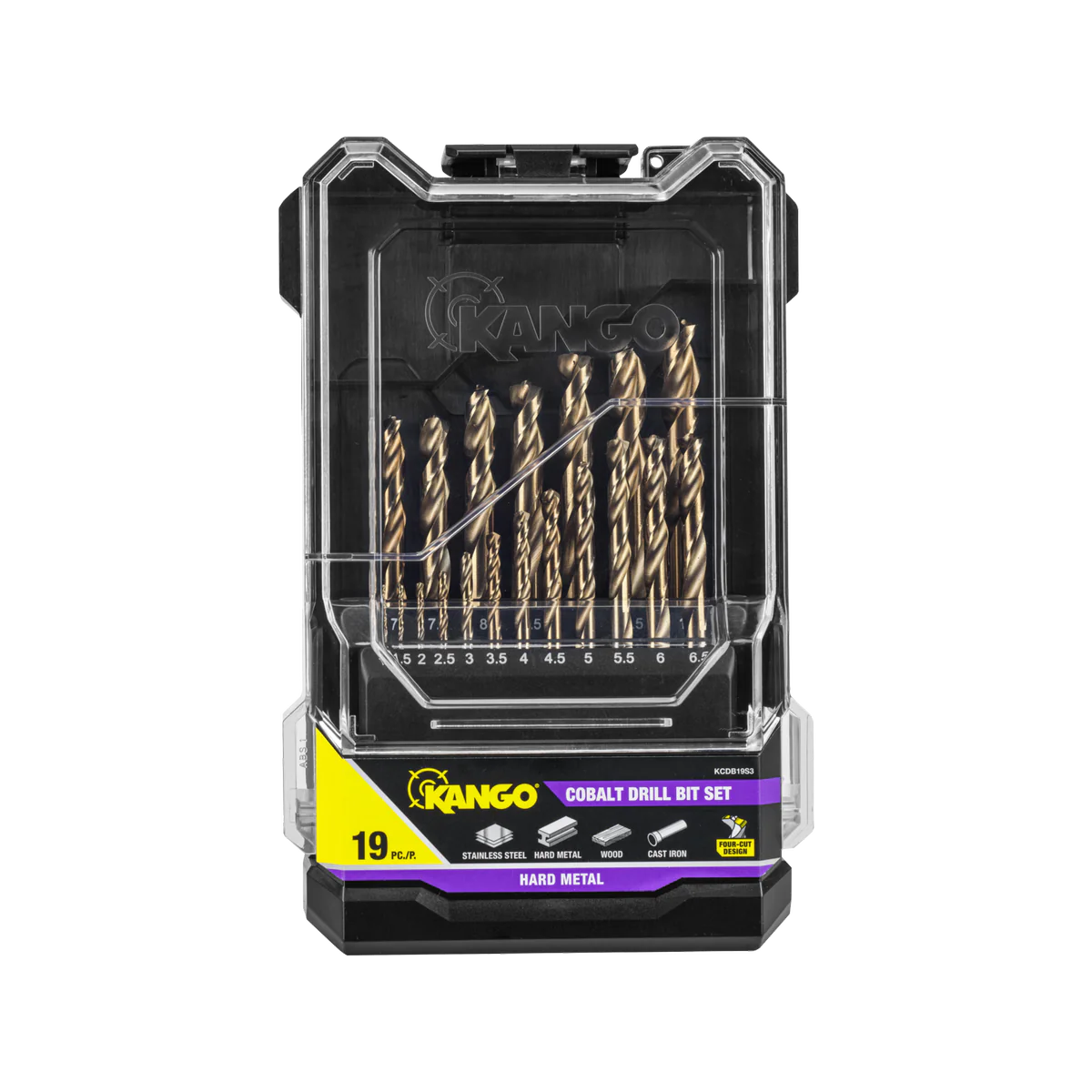 Kango 19 Piece Cobalt Drill Bit Set - 1mm to 10mm - Durable Precision