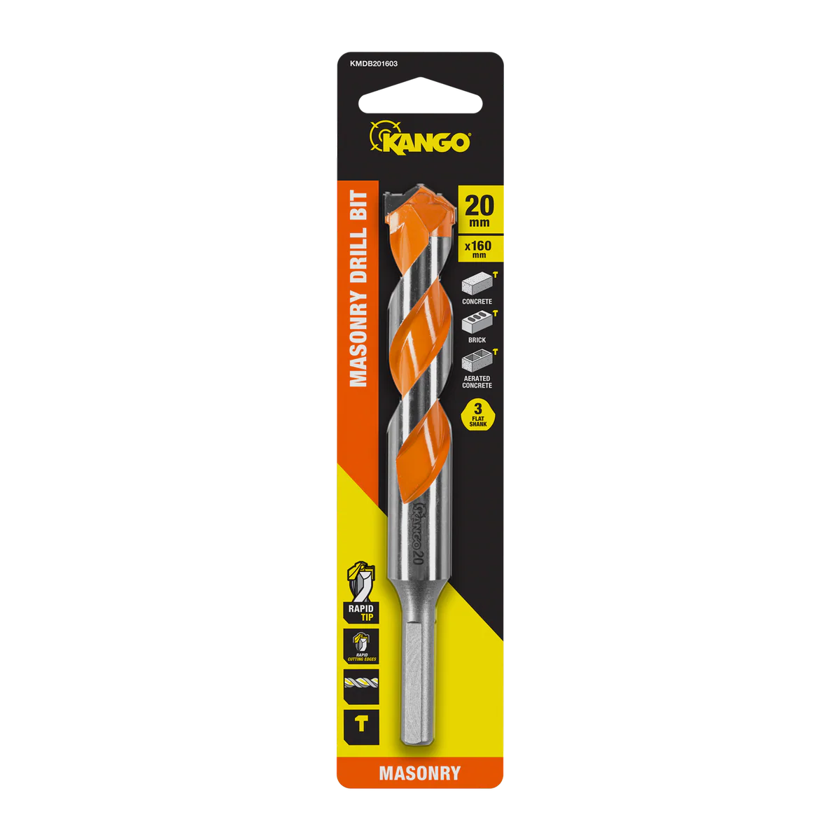 Kango 20 x 160mm 1/4 Masonry Drill Bit - Durable Carbide Tip - Efficient Drilling