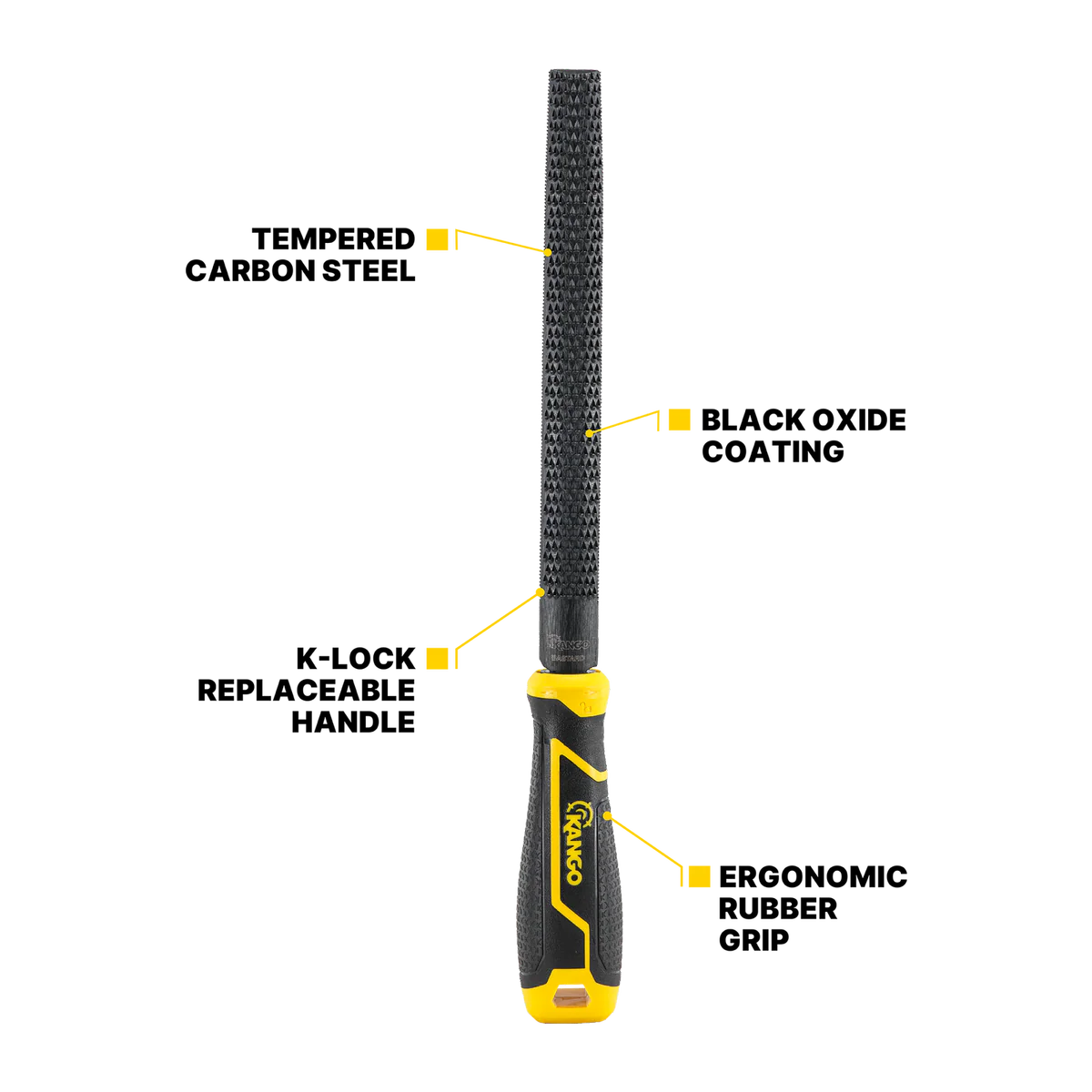 Kango 200mm Half Round Bastard Cut Rasp - Tempered Carbon Steel - Black - Image 2