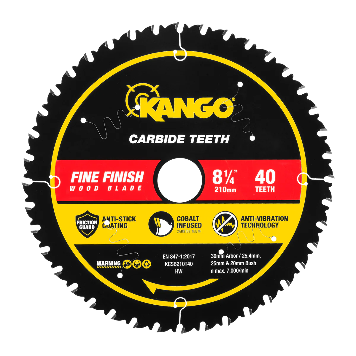 Kango 210mm 40T Wood Mitre Saw Blade - Cobalt Carbide - Clean Cuts