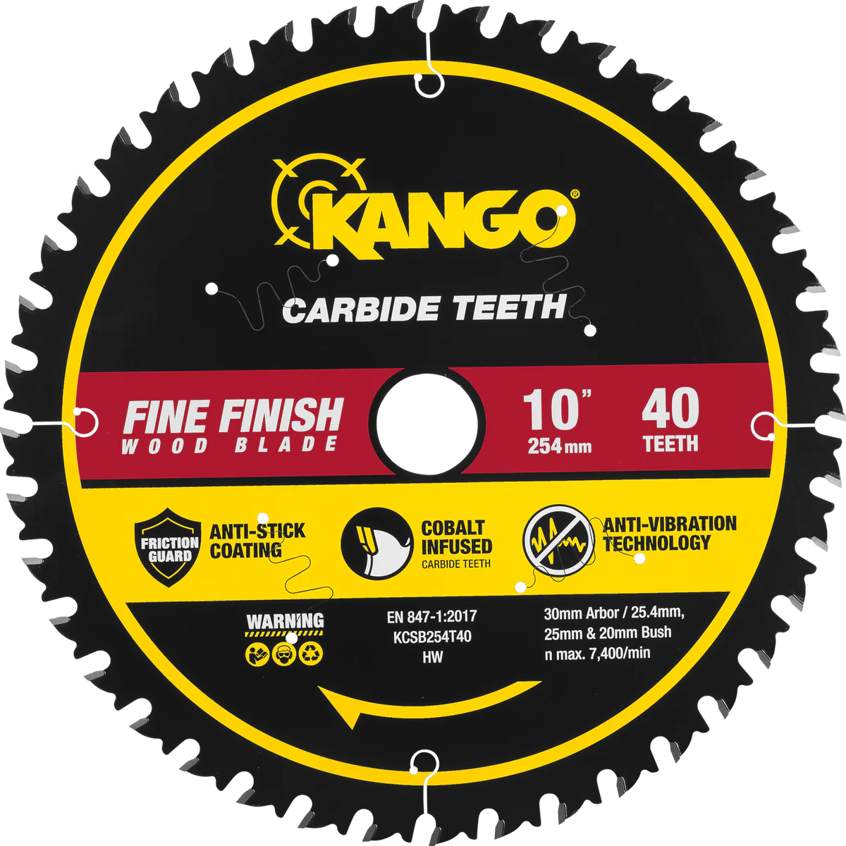 Kango 254mm 40T Wood Mitre Saw Blade - Cobalt-Infused Carbide Teeth