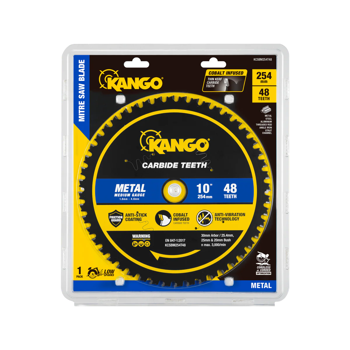 Kango 254mm 48T Metal Mitre Saw Blade - Cobalt Carbide - Precise Cuts - Image 3