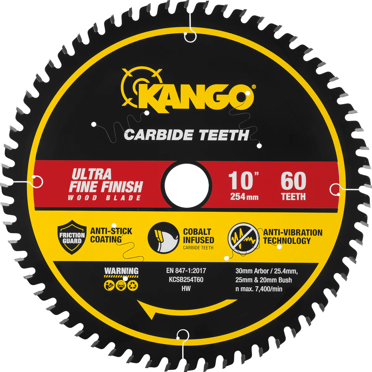 Kango 254mm 60t Wood Mitre Saw Blade - Cobalt-Infused Carbide