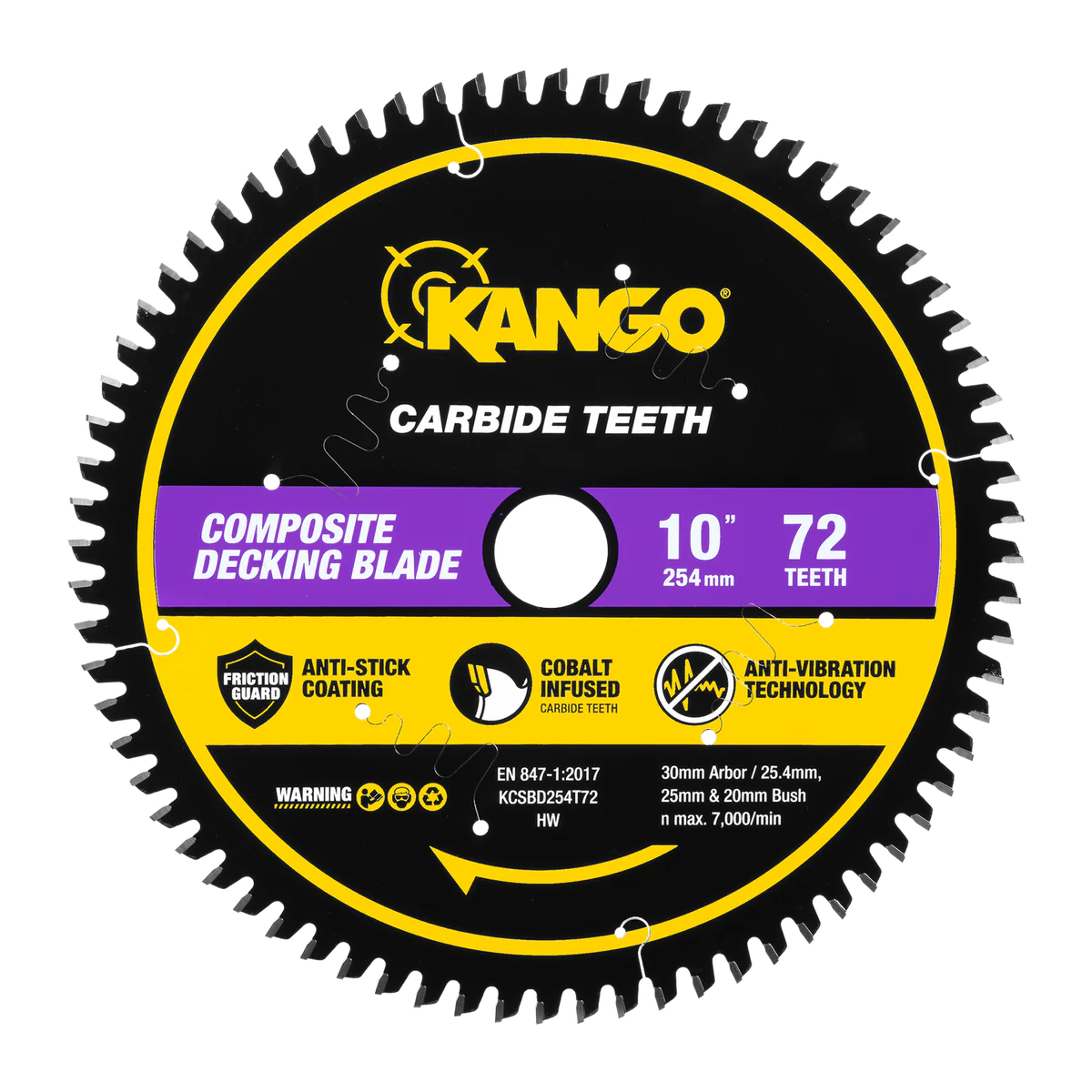 Kango 254mm 72T Composite Decking Mitre Saw Blade - Precision Cuts - Durable