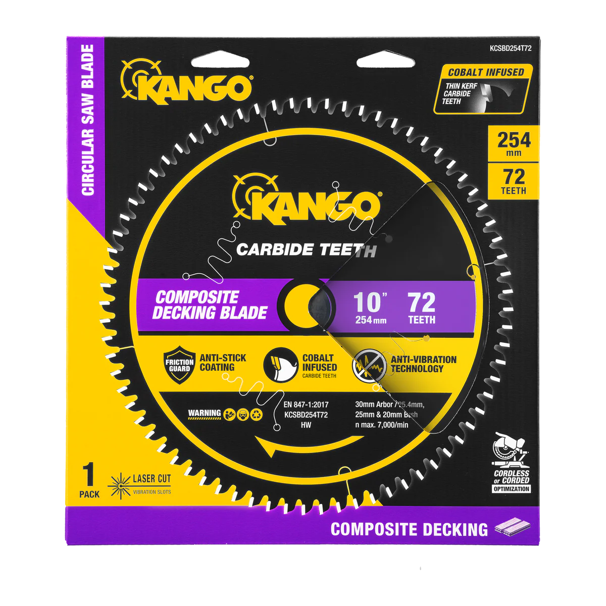 Kango 254mm 72T Composite Decking Mitre Saw Blade - Precision Cuts - Durable - Image 2