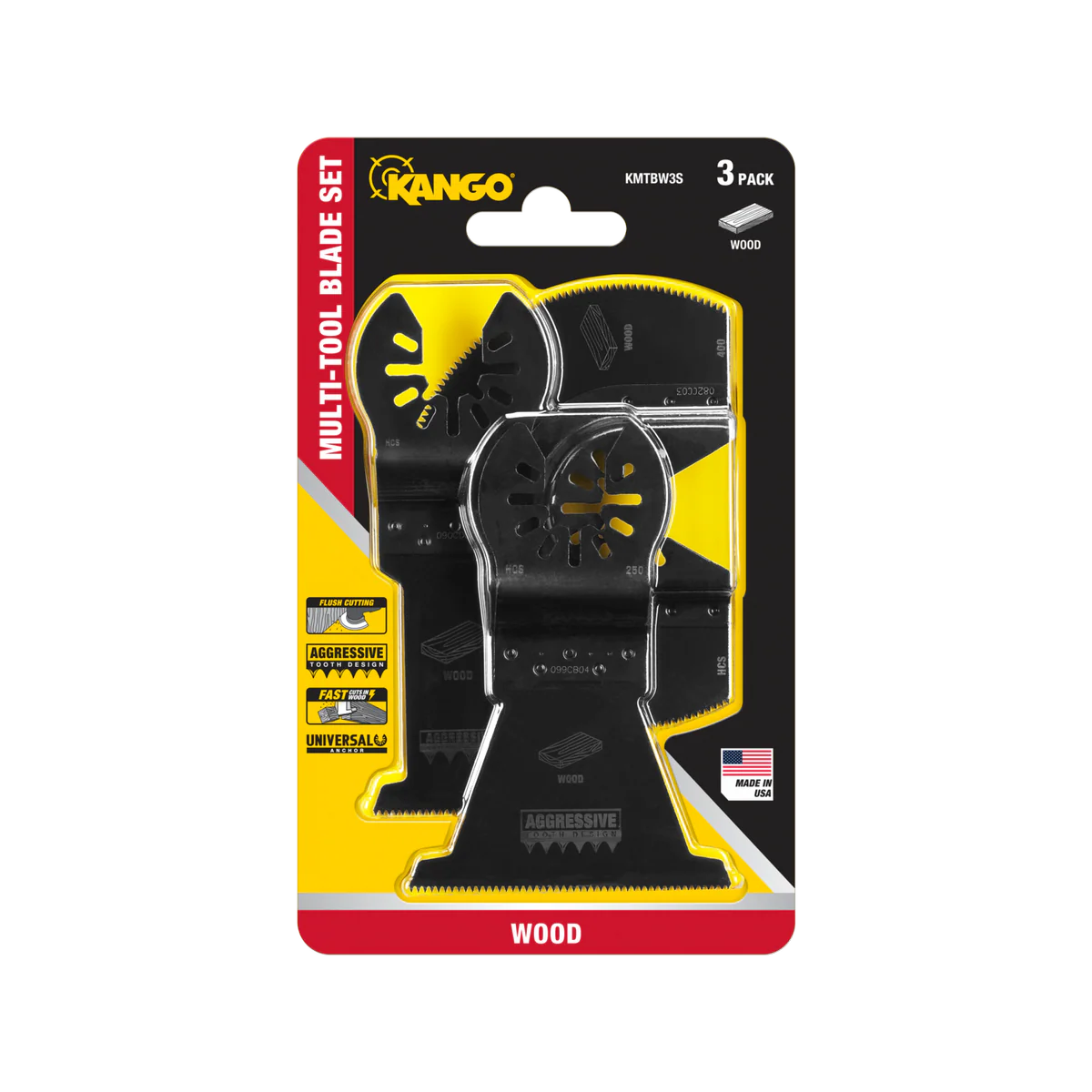 Kango 3 Piece Wood Multi Tool Blade Set - 95mm x 171mm - Efficient Cutting