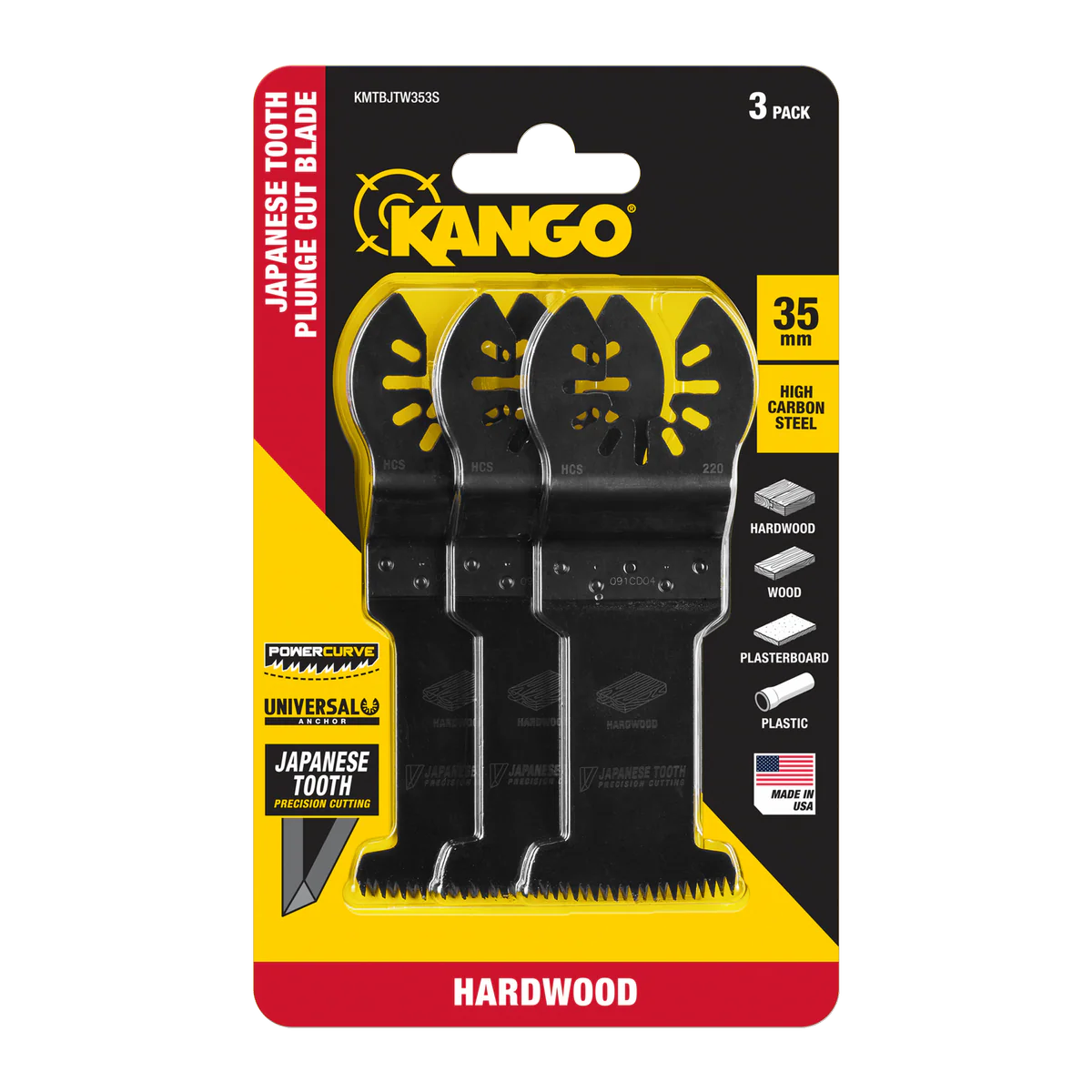 Kango 35mm Japanese Tooth Plunge Cut Blade 3 Pack - Precision Cutting - 57mm Depth