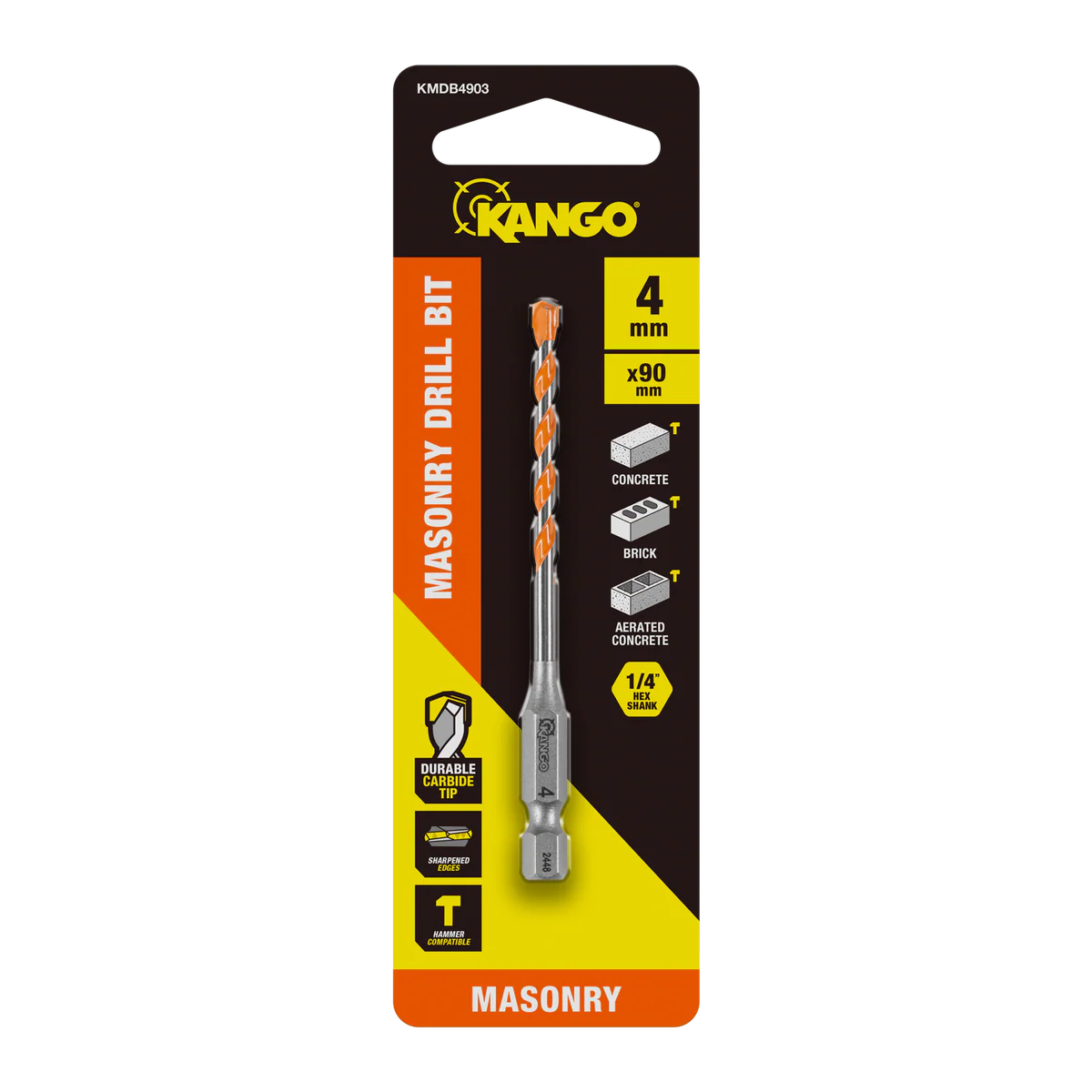 Kango 4 x 90mm Masonry Drill Bit - Durable Carbide Tip - Precision Start