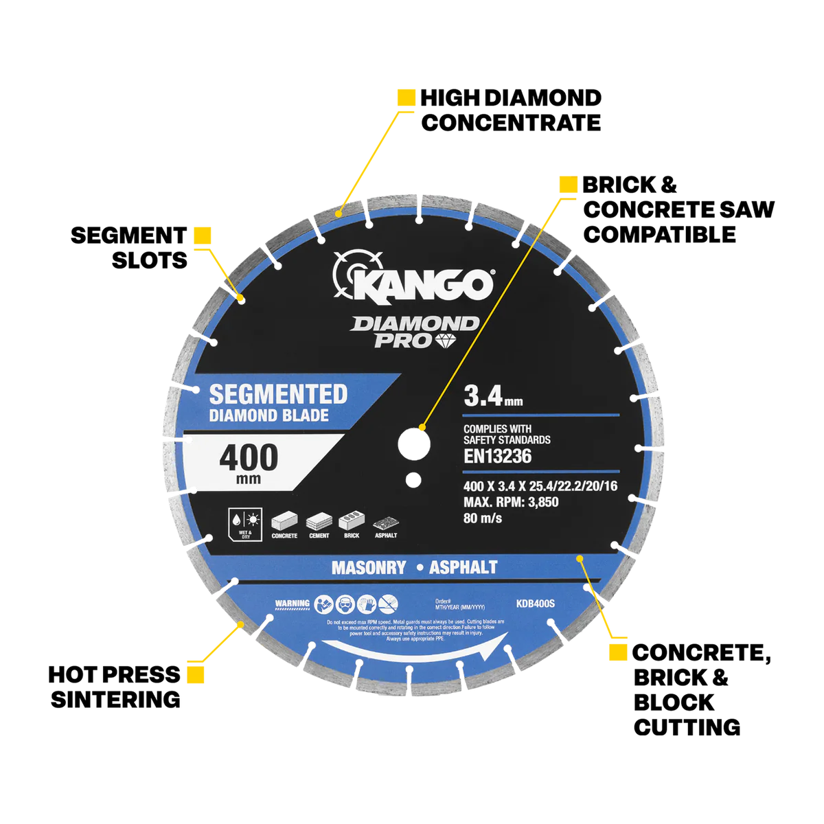 Kango 400mm Segmented Diamond Blade - Concrete, Brick, Asphalt Cutting - Image 2
