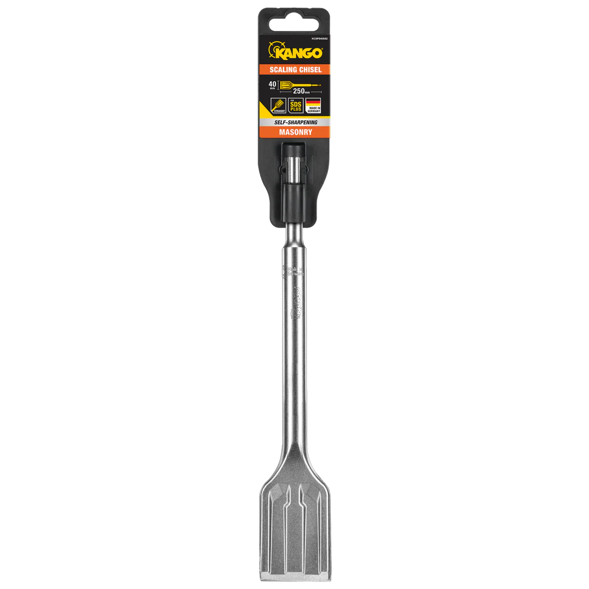 Kango 40mm x 250mm SDS Plus Self-Sharpening Scaling Chisel - Durable Alloy - Heavy-Duty Demolition Tool