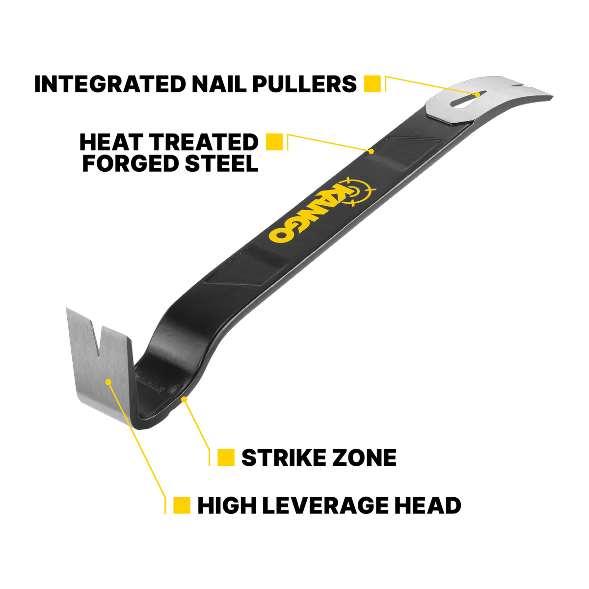Kango 450mm Flat Pry Bar - Heat Treated Steel - High Leverage - Durable - Image 2