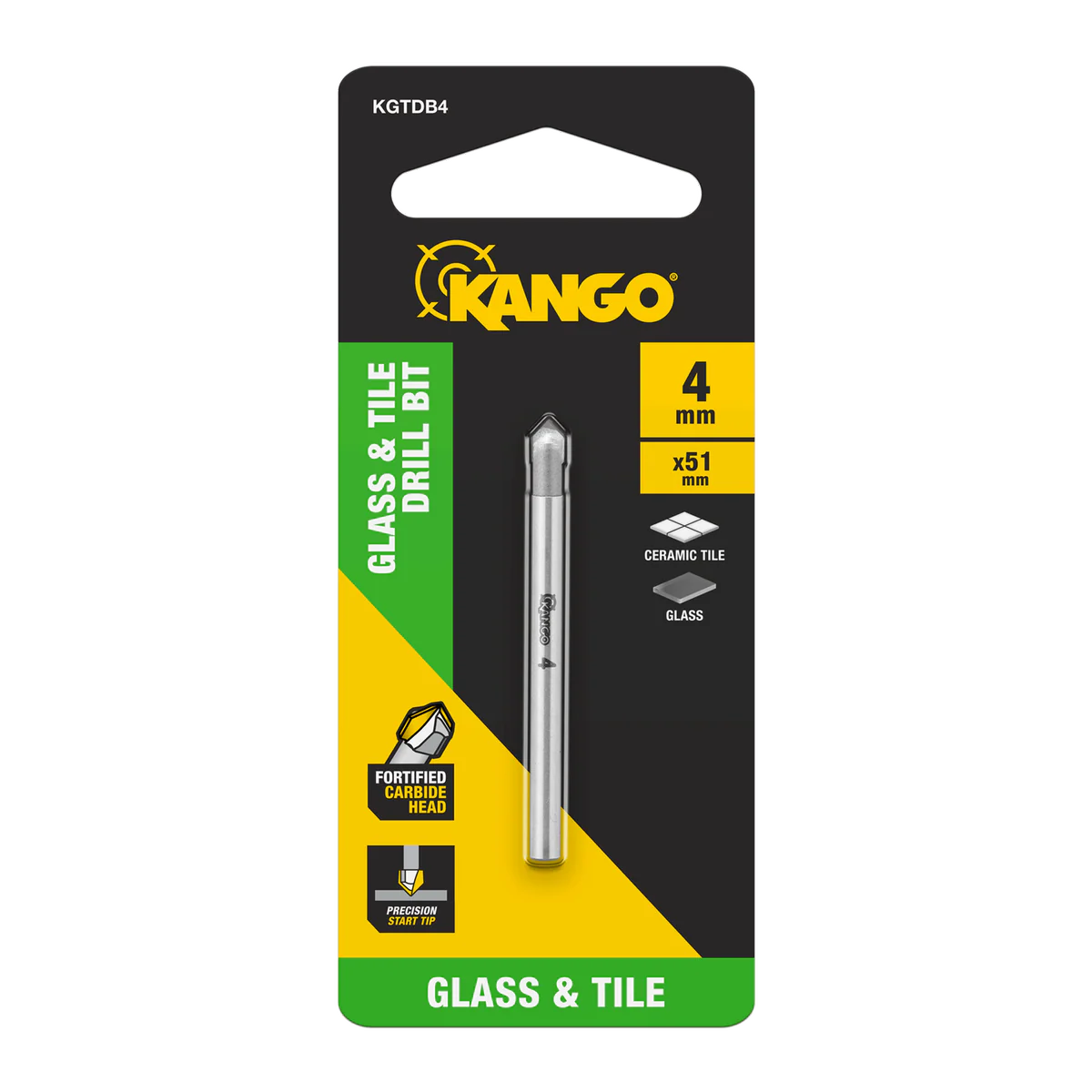 Kango 4mm Glass and Tile Drill Bit - Carbide Head - Precision Start Tip