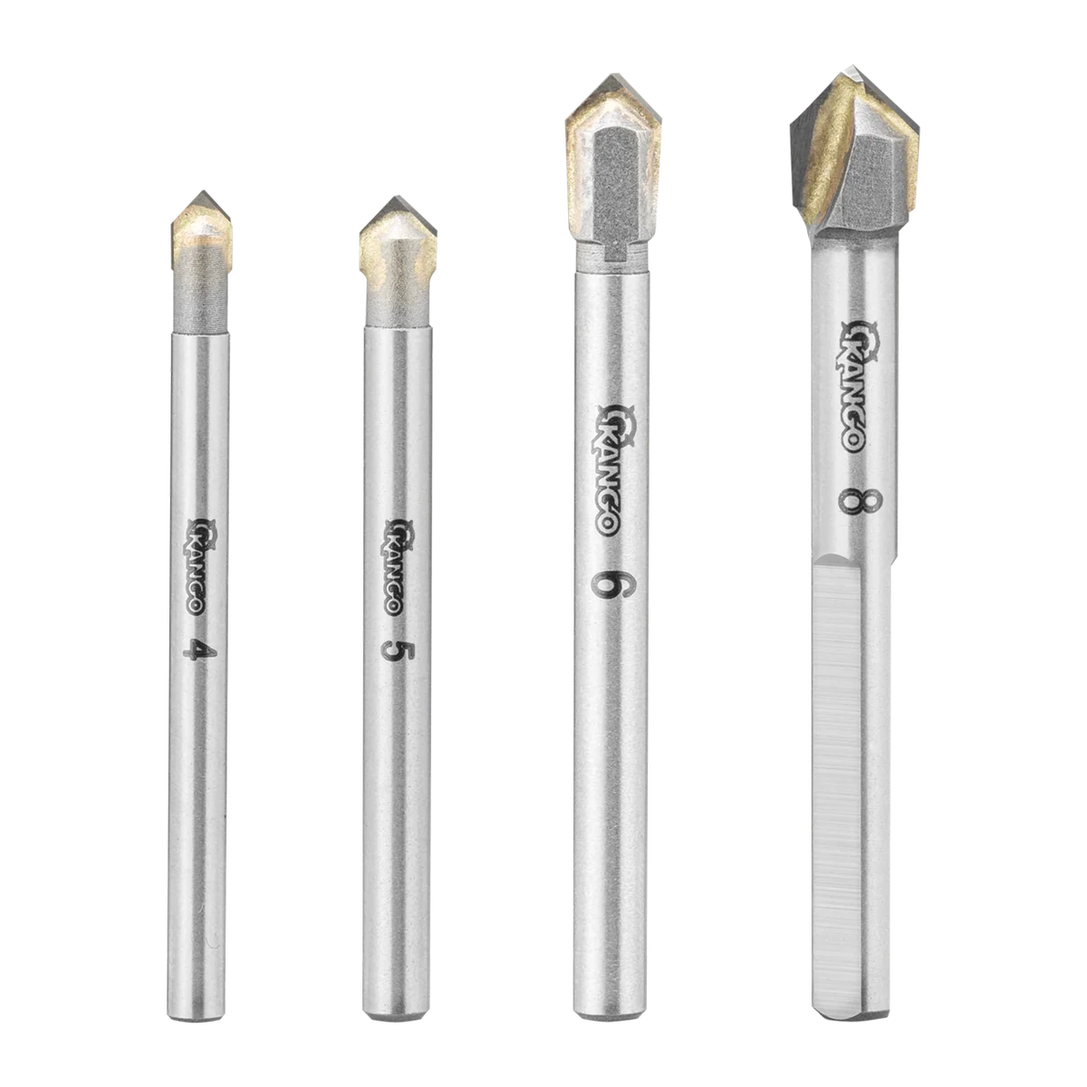 Kango 4pc Glass Tile Drill Bit Set - 4mm 5mm 6mm 8mm - Carbide Heads - Precision Drilling - Image 2