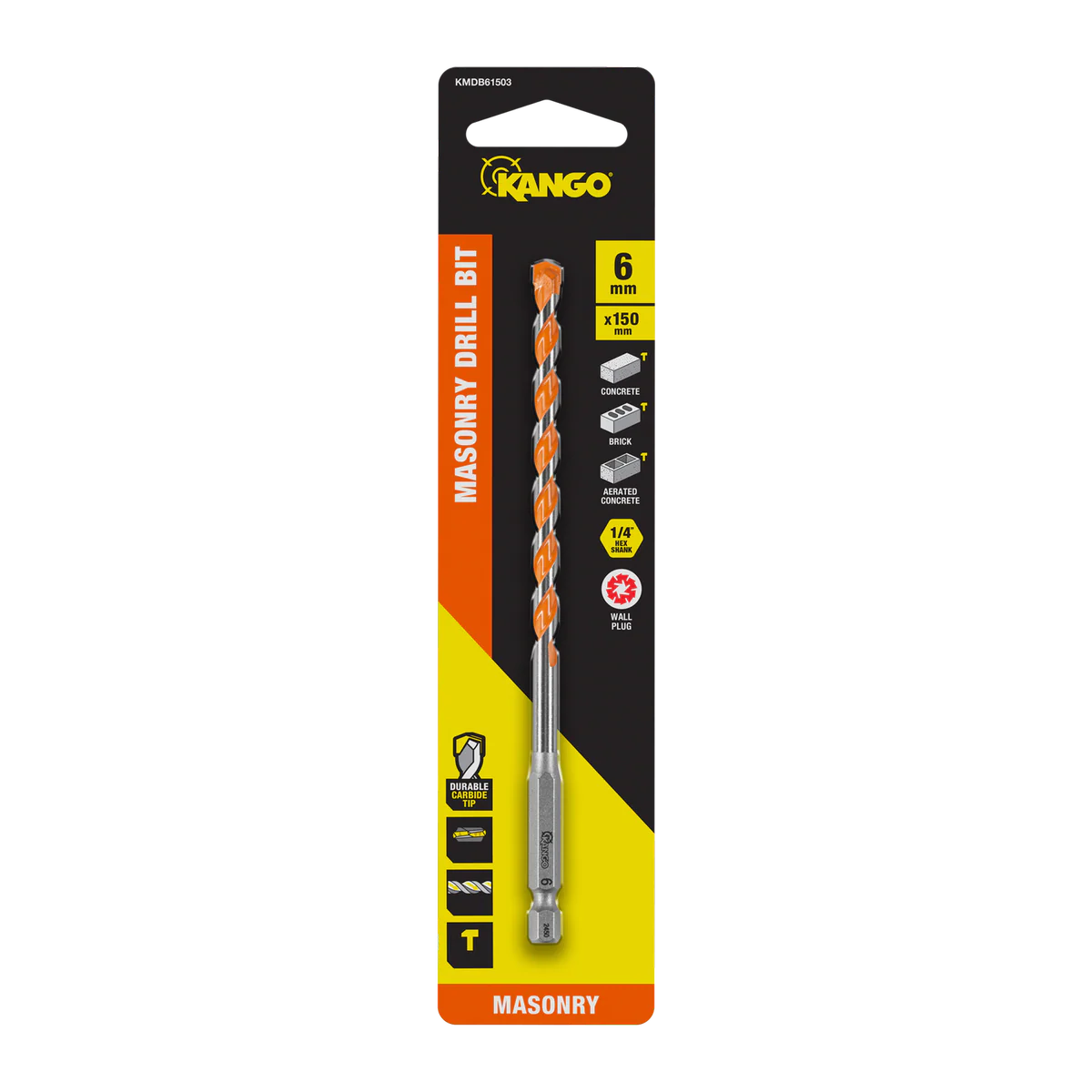 Kango 6 x 150mm Masonry Drill Bit - Durable Carbide Tip - Precision Start