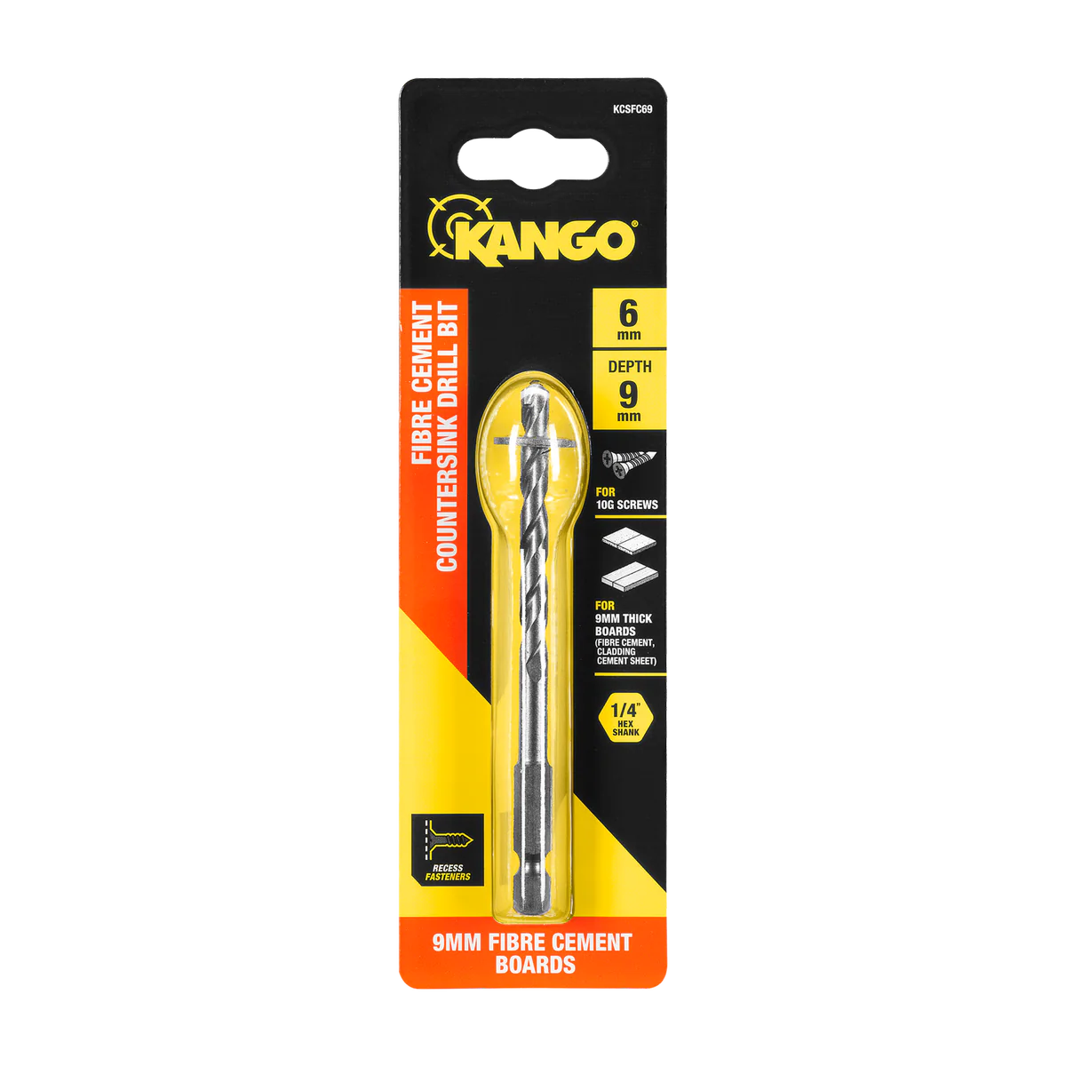Kango 6 x 9mm Fibre Cement Countersink Drill Bit - Durable Carbide Tip