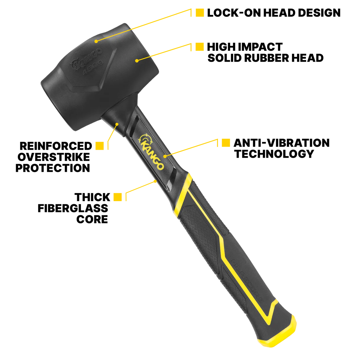 Kango 680g Black Rubber Mallet - High Density Rubber - Durable Design - Black - Image 2