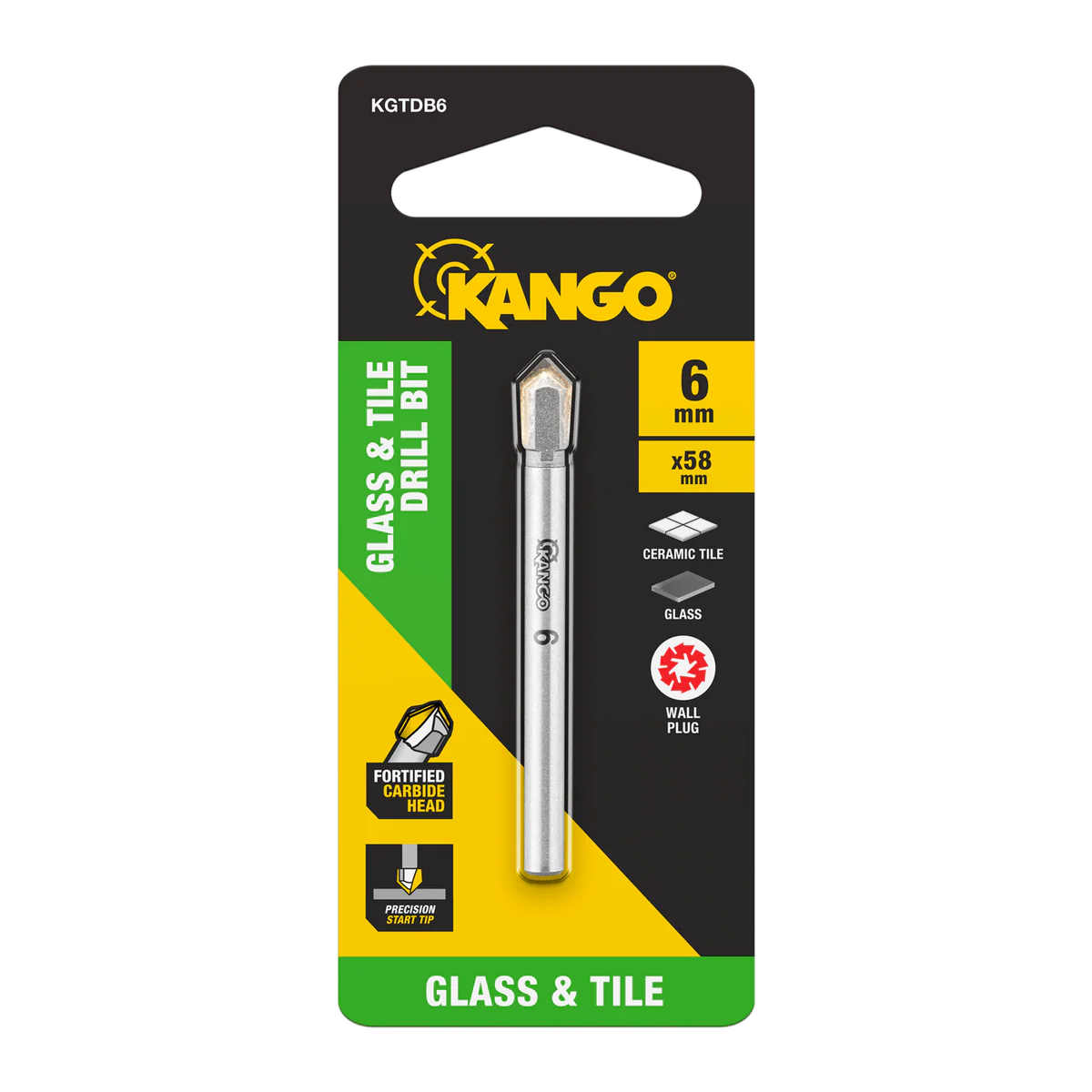 Kango 6mm Glass and Tile Drill Bit - Carbide Head - Precision Start Tip