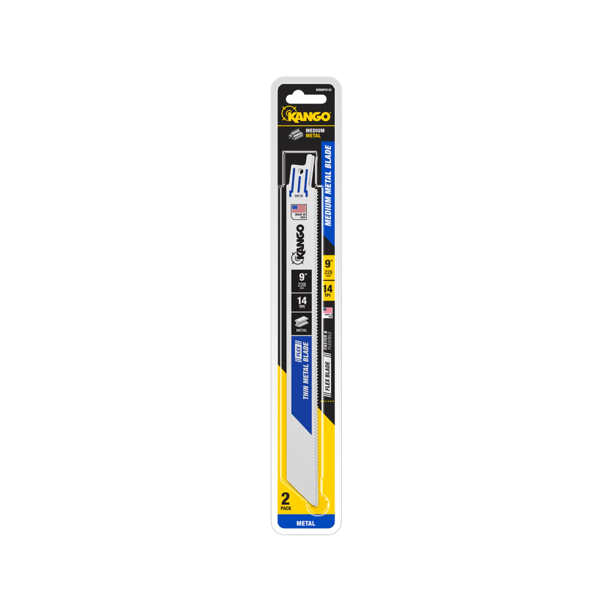 Kango 9" 14 TPI Metal Flex Reciprocating Saw Blades 2 Pack - Durable Cutting