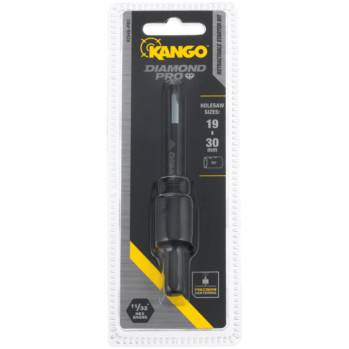 Kango 19 Diamond Holesaw Arbor 30mm with Retractable Starter Bit - Yellow