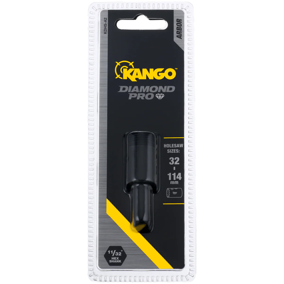 Kango 32 Diamond Holesaw Arbor 114mm - Yellow - KDHS-A2