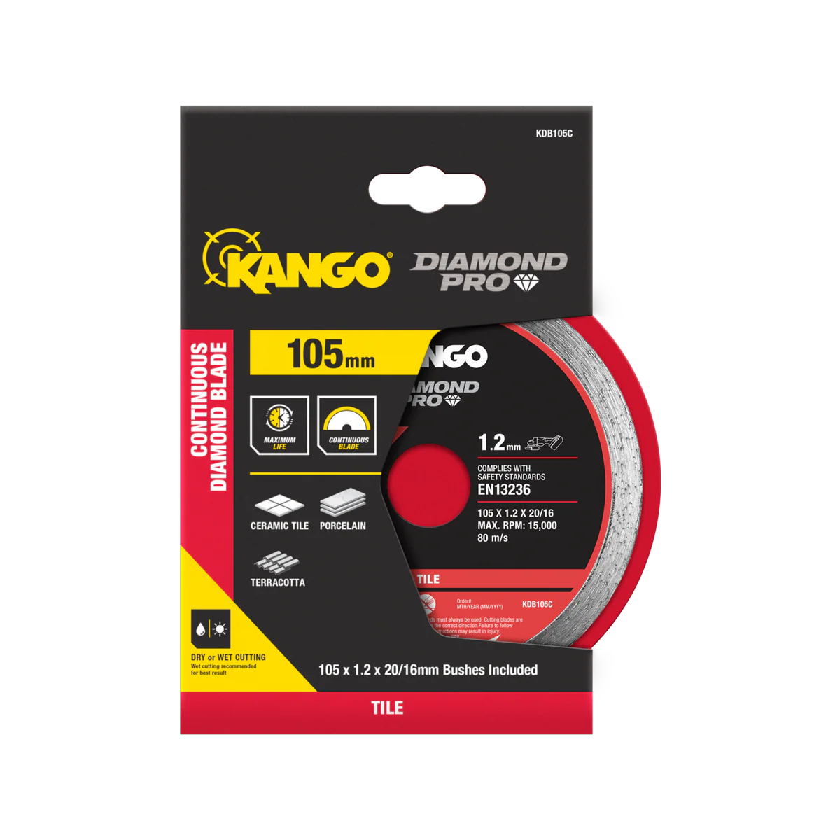 Kango Diamond Saw Blade - 105mm - Continuous Rim - Smooth Cut