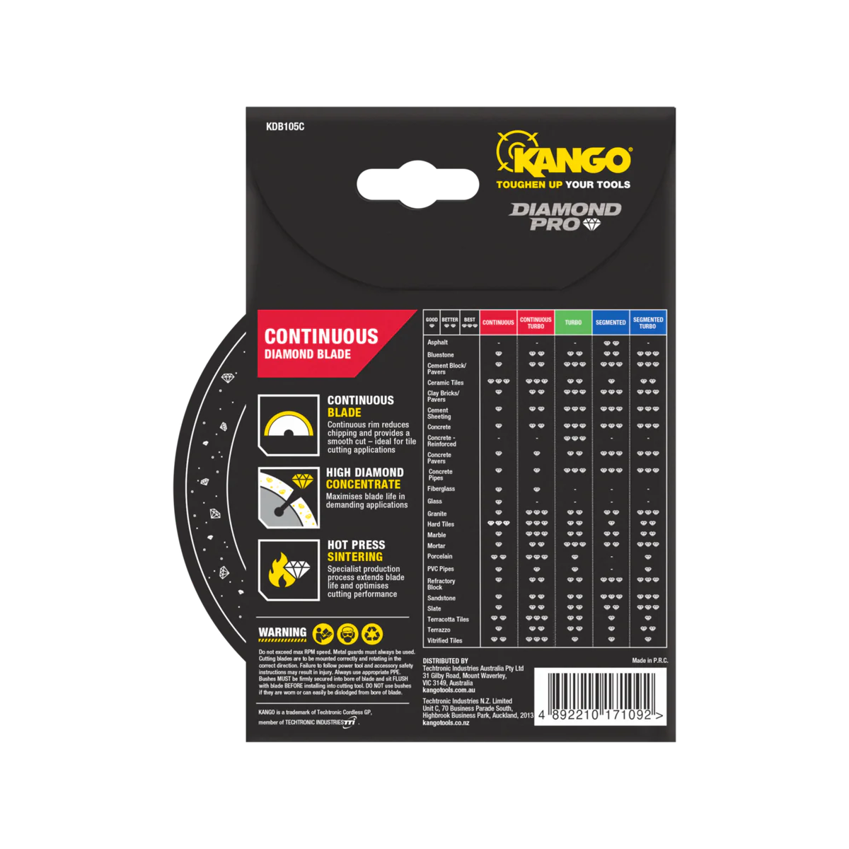 Kango Diamond Saw Blade - 105mm - Continuous Rim - Smooth Cut - Image 3