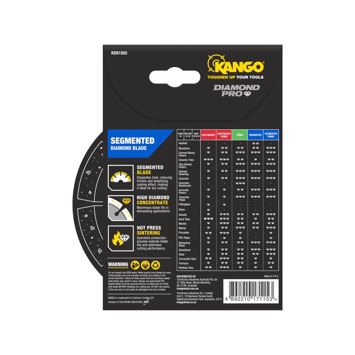 Kango Diamond Saw Blade - 105mm - Segmented - Dry Cutting - Image 3