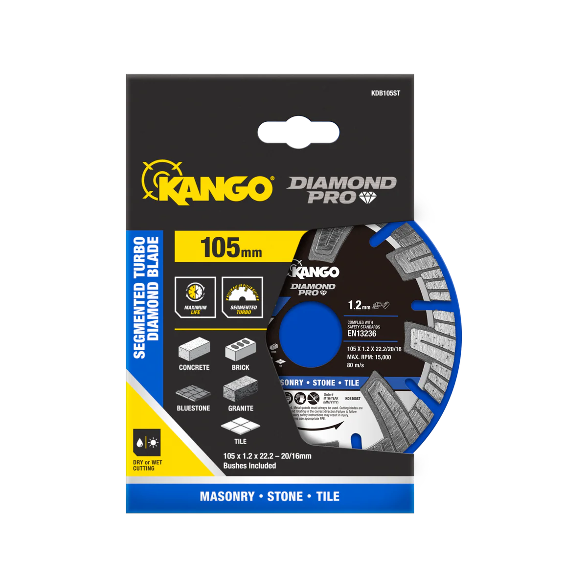 Kango Diamond Saw Blade - 105mm - Turbo Segmented - Dry Cutting
