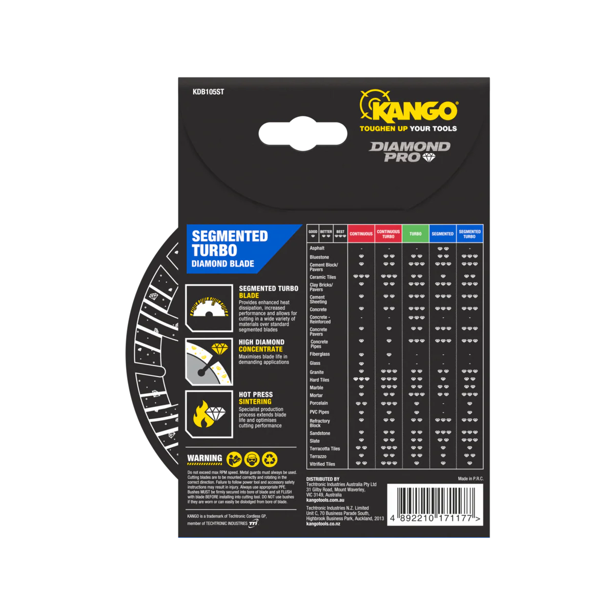 Kango Diamond Saw Blade - 105mm - Turbo Segmented - Dry Cutting - Image 3