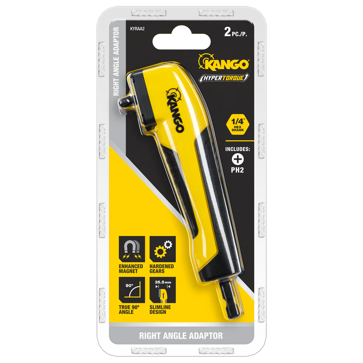 Kango Hypertorque Right Angle Drill Adaptor - 2 Piece - 35.5mm Width - Slimline Design